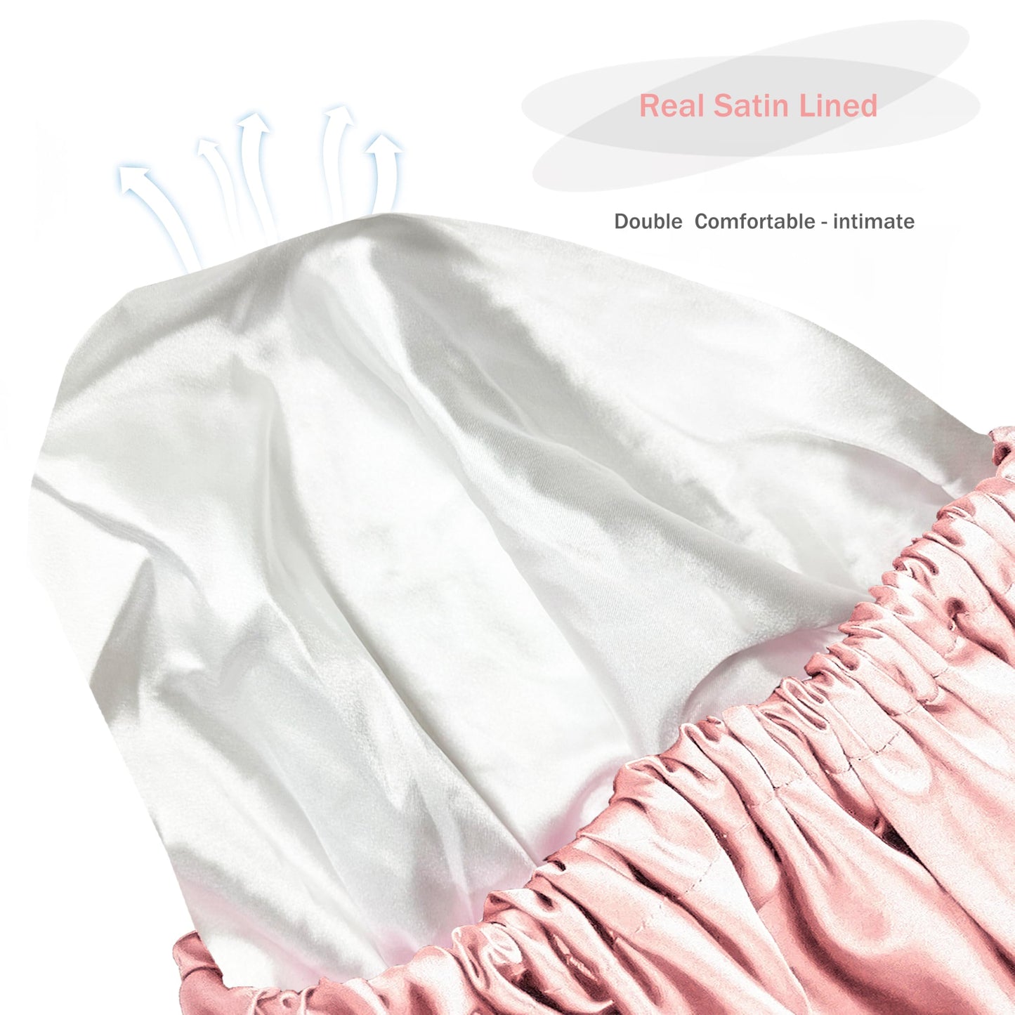 Amamba Shower Cap,100% Real Satin Lined Shower Cap for Women,Extra Large Reusable Waterproof,Adjustable Size&Long Hair Bath Caps