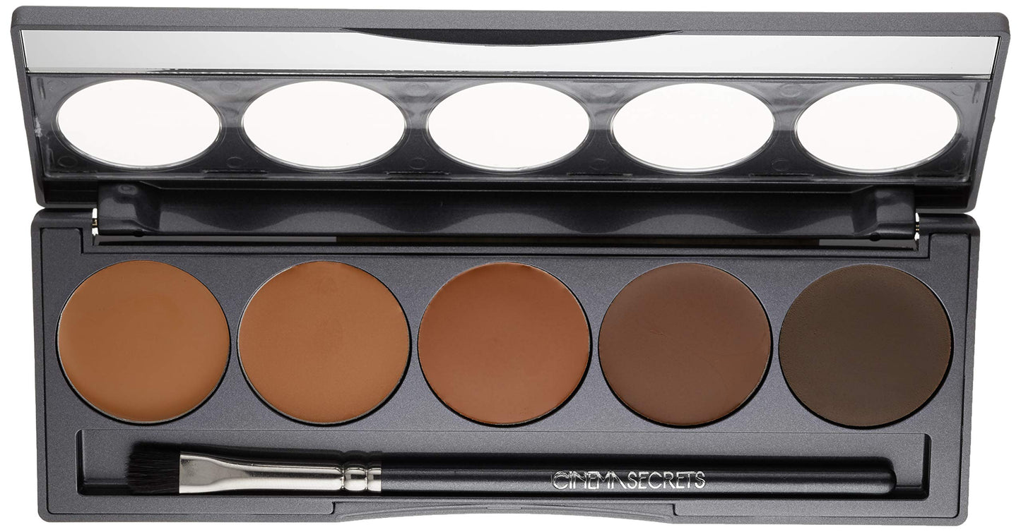 Cinema Secrets Ultimate Foundation 5-in1 Palette - Med-Deep Golden Olive Undertones, Buildable Coverage, Long-Wear Matte Finish, Paraben-Free, Color