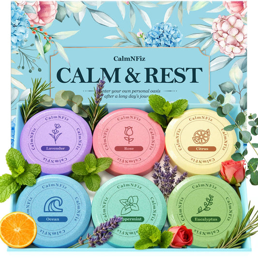 CalmNFiz 6 Pack Shower Steamers Aromatherapy, Birthday Gifts for Women Men, Mother’s Day Gifts for Wife Mom Grandma Daughter Teen, Relaxation Self Beauty and Personal Care CalmNFiz