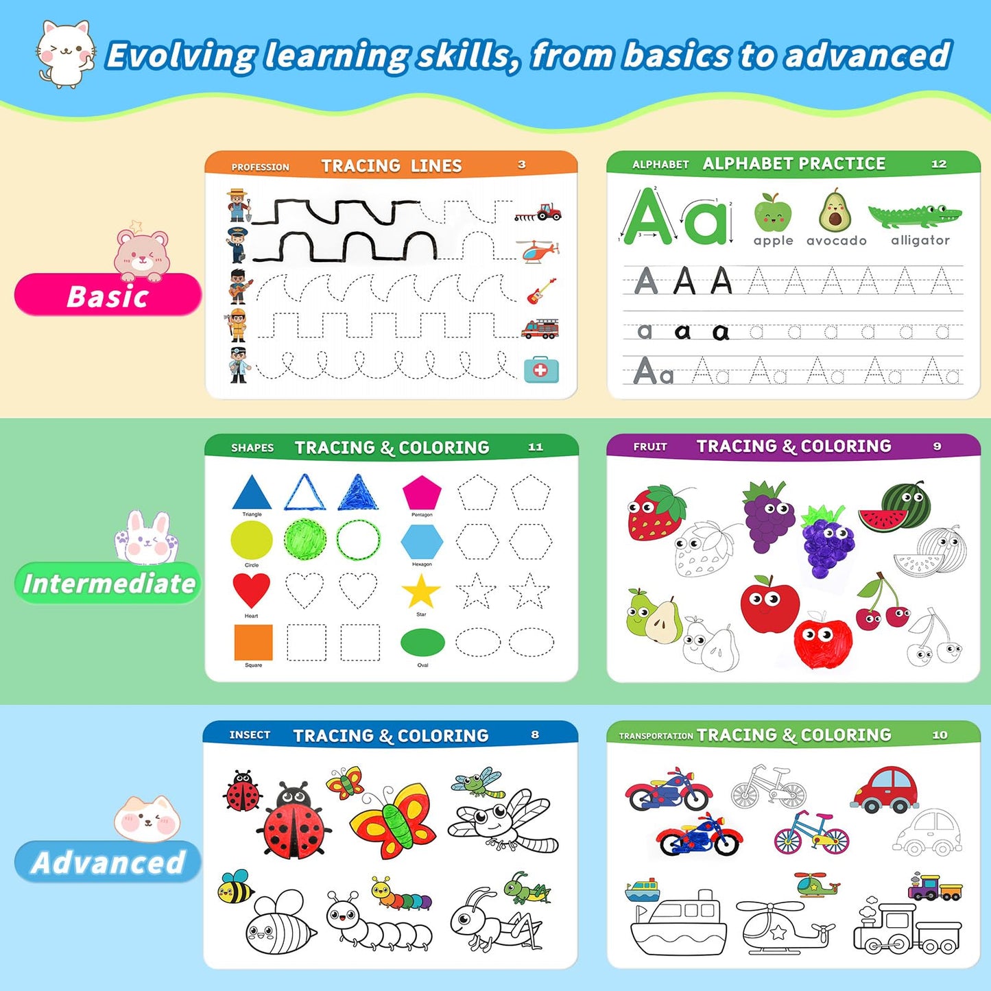Preschool Learning Activities Workbook – Handwriting Tracing, Alphabet & Montessori Busy Book, Autism-Friendly Educational Toy for Kids Ages 3–5