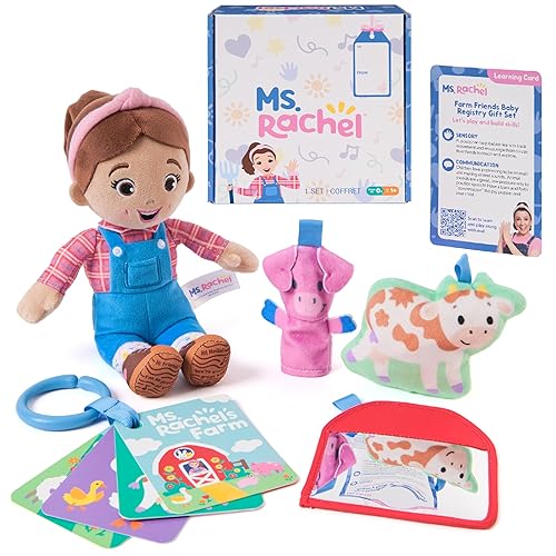 Ms. Rachel Official Farm Friends Baby Registry Gift Set with Plush, Animals Cards & Finger Puppet, Educational Toys & Baby Toys for Girls & Boys Ages…