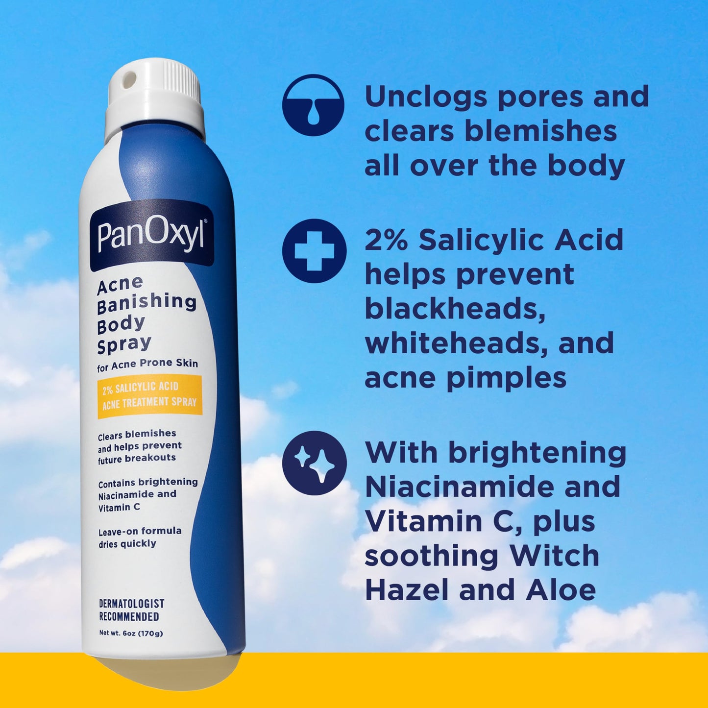 PanOxyl Acne Banishing Body Spray with 2% Salicylic Acid, Pimple Treatment Spray to Clear Stubborn Breakouts, 360-Degree Spray Nozzle Beauty and Personal Care PanOxyl