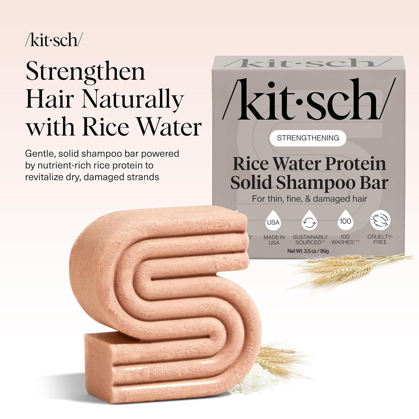 Kitsch Rice Water Shampoo Bar Soap for Hair Growth - Made in USA, 3.5 oz Beauty and Personal Care Kitsch