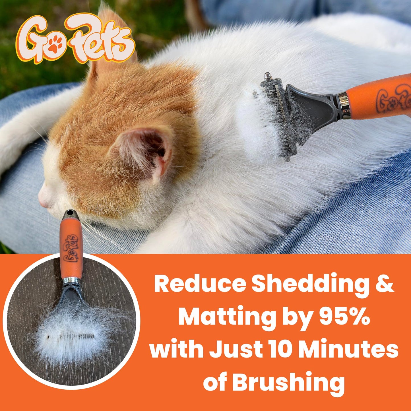 GoPets 2-Sided Dematting & Deshedding Comb – Undercoat Detangler Brush for Dogs & Cats, Removes Mats, Tangles & Loose Fur, Ergonomic Grooming Tool