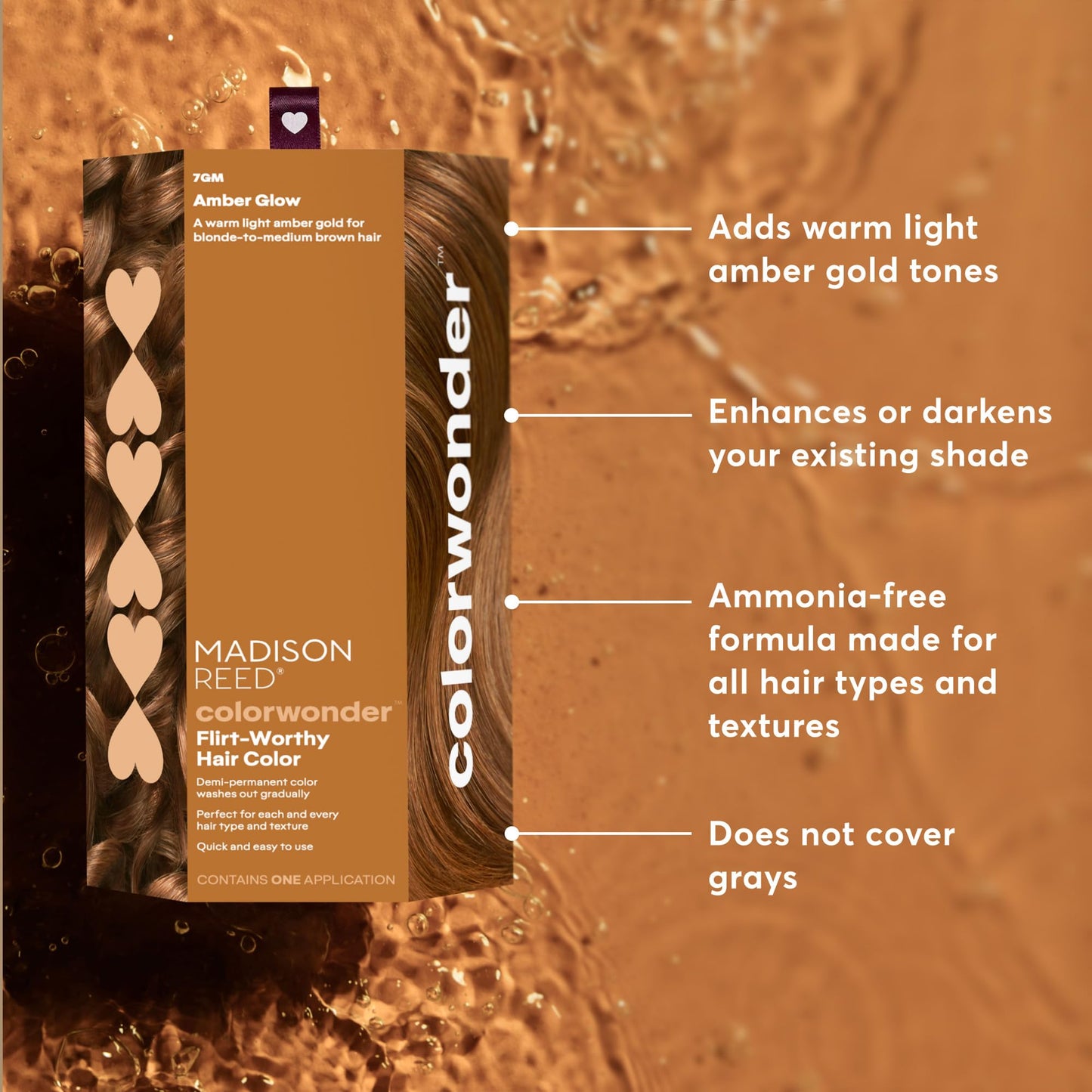 Madison Reed colorwonder Demi-Permanent Hair Color, Effortless At-Home Hair Dye, Ammonia-Free, Cruelty-Free, Amber Glow (Warm Lighter Amber), Pack