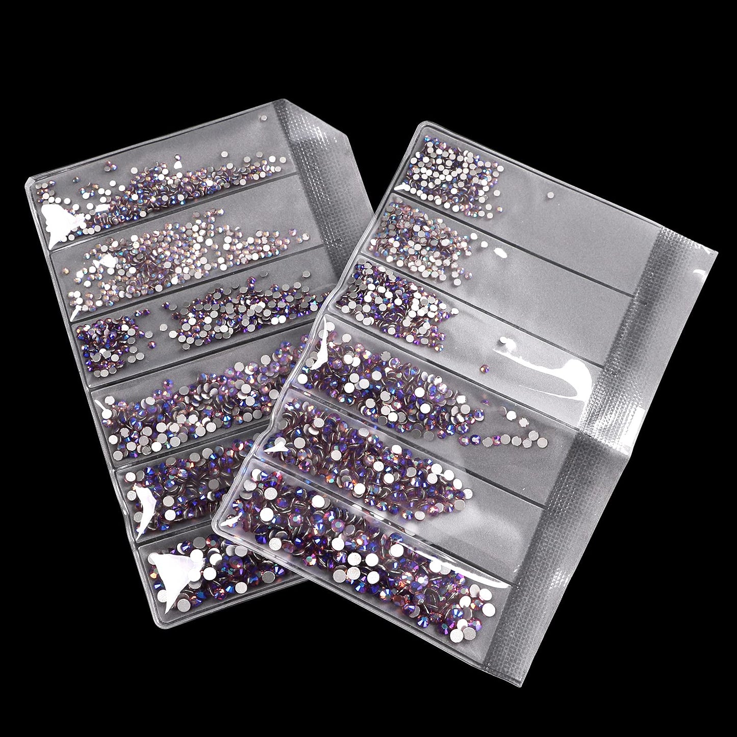 Jollin 3456pcs Flatback Rhinestones Glass Charms Diamantes Gems Stones for Nail Art 6 Size ss4~ss12 Light Purple AB