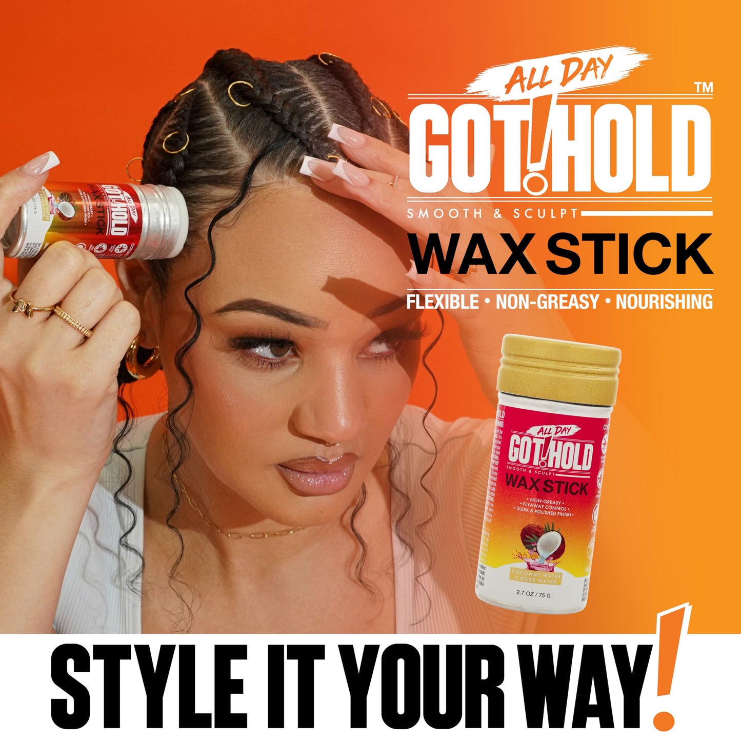 ALL DAY GOT HOLD HAIR STYLING WAX STICK 2.7OZ / 75G