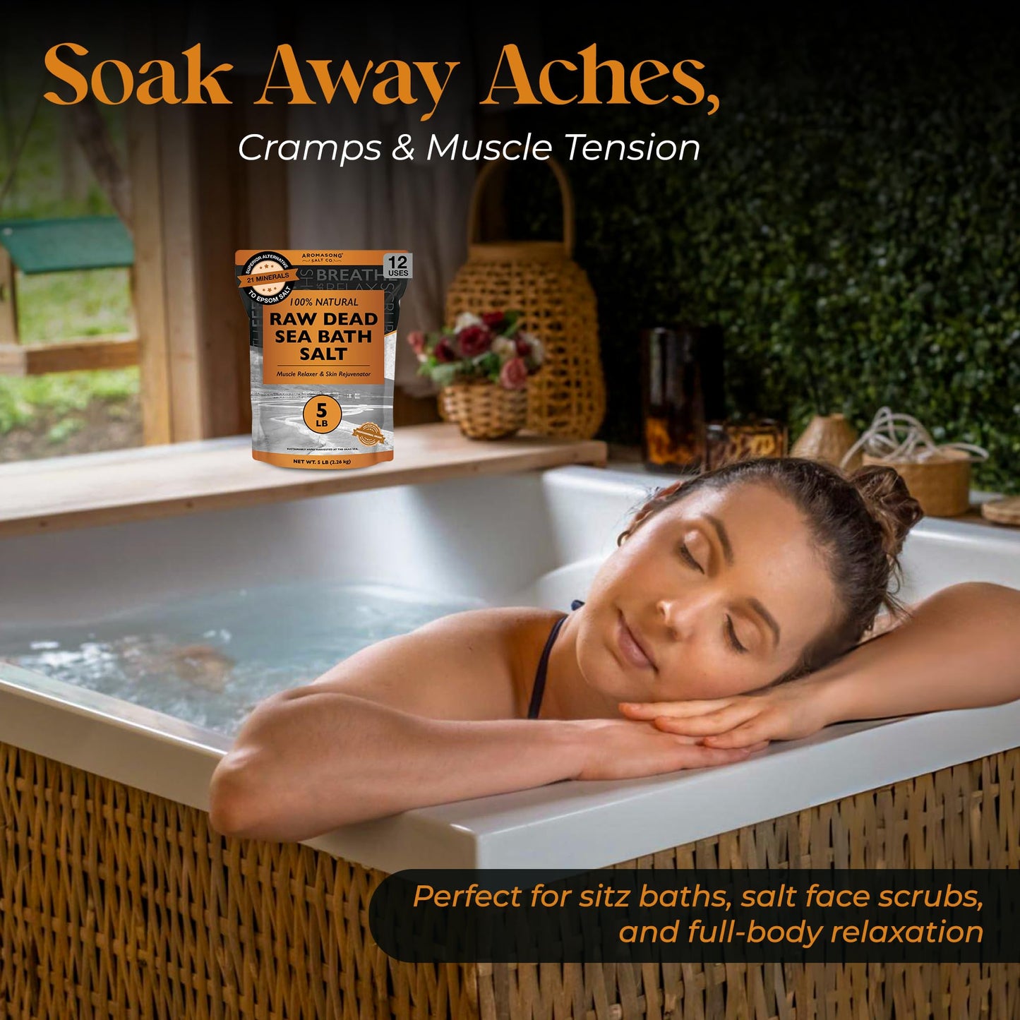 Aromasong Raw Dead Sea Bath Salt - Minimally Cleaned, Contains More Dead Sea Minerals Including Dead Sea Mud - 100% Pure & Natural Dead Sea Salts