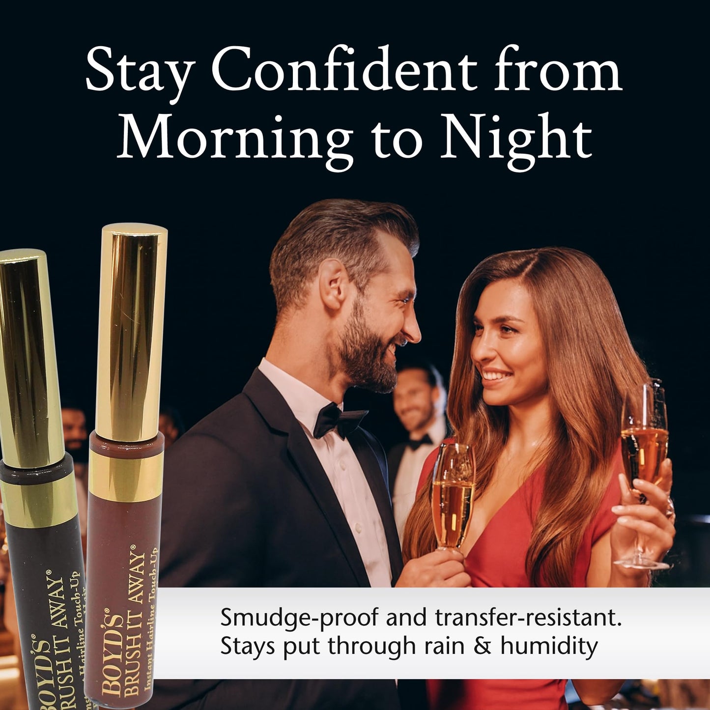 Boyd’s Brush It Away | Grey Hair Root Touch Up for Women & Men | Temporary Hair Color Mascara | Quick-Dry Water-Resistant Concealing Formula | Light