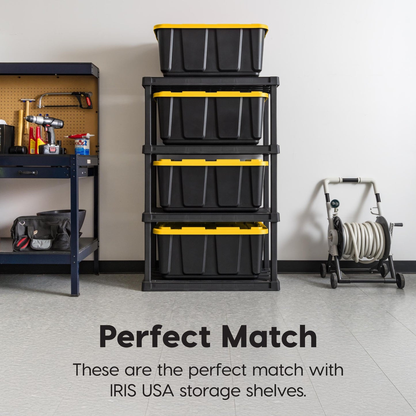 IRIS USA 2-Pack 27 Gallon Storage Bins with Lids |Made in USA| Heavy Duty Plastic Tote Containers for Truckbed Tool Box Organization, Large…