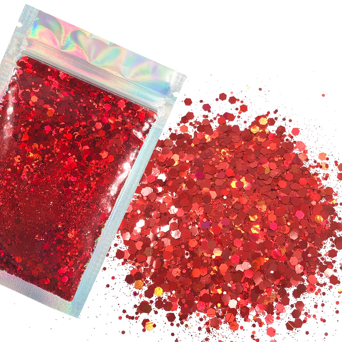 Red Face & Body Glitter - Cosmetic Grade Chunky Glitter - Uses Include: Festival Rave Makeup Face Body Nails Resin Arts & Crafts, Resin, Tumblers