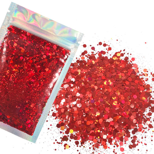 Red Face & Body Glitter - Cosmetic Grade Chunky Glitter - Uses Include: Festival Rave Makeup Face Body Nails Resin Arts & Crafts, Resin, Tumblers