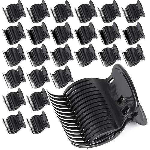 Tbestmax 24 Hot Roller Clips for Hair Curler Claw Clip Replacement Hair Section Styling for Women Girls Black