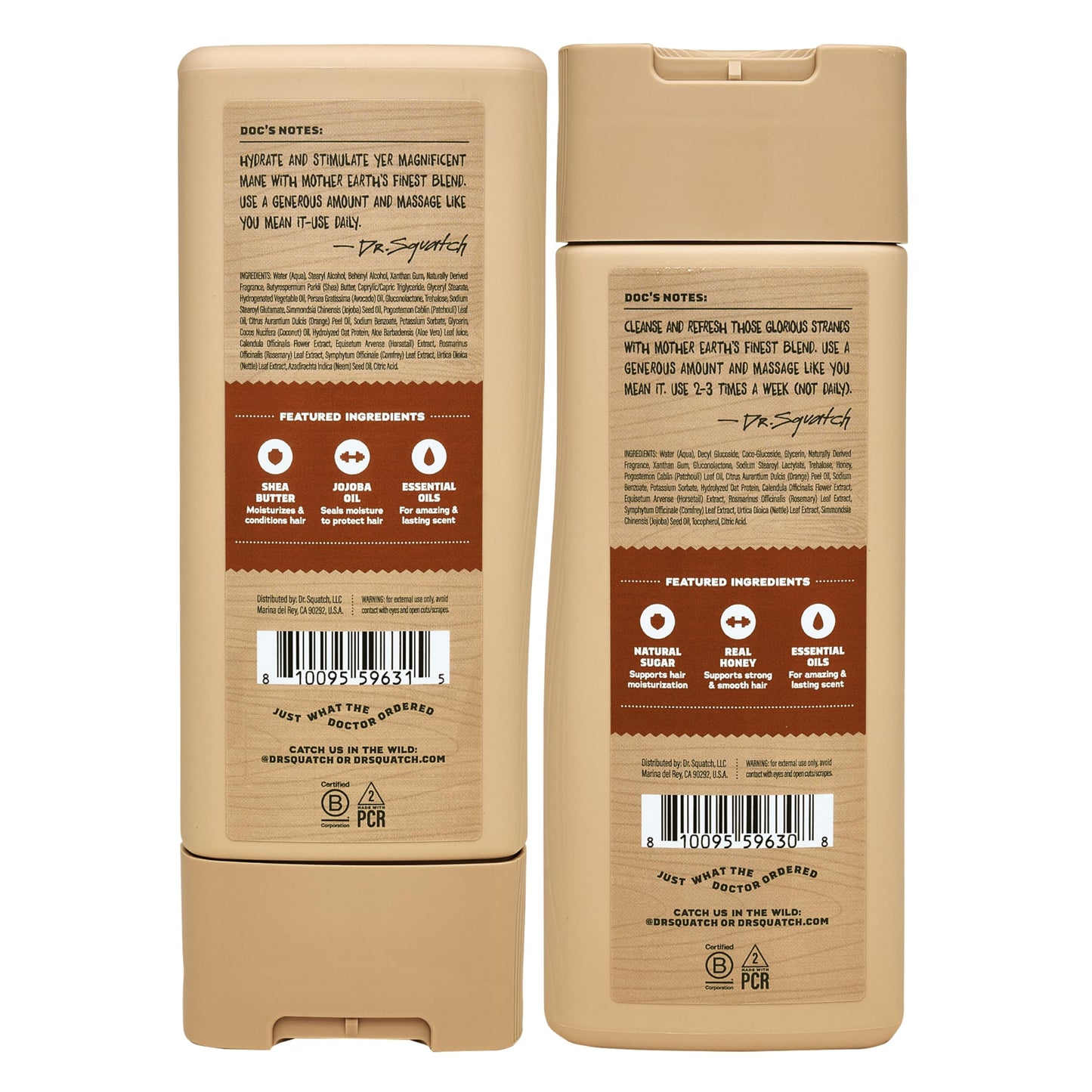 Dr. Squatch Men's Natural Shampoo and Conditioner Set - Sulfate & Paraben Free Natural Shampoo and Conditioner for Men - Scalp Nourishing Formula