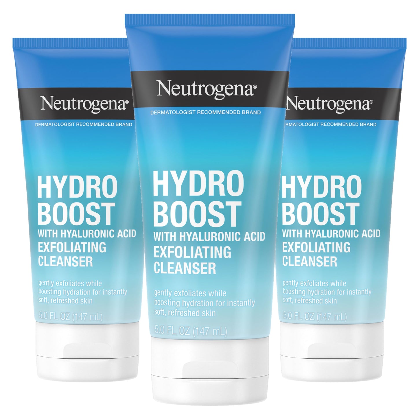 Neutrogena Hydro Boost Gentle Exfoliating Daily Facial Cleanser with Hyaluronic Acid, Face Wash Clinically Proven to Increase Skin's Hydration Level