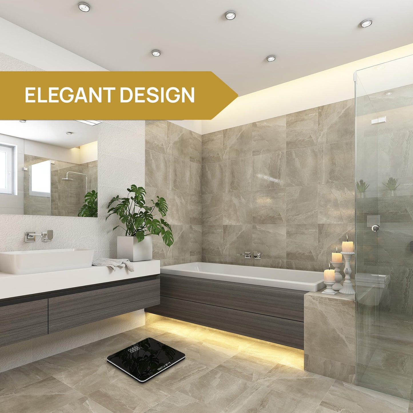 INEVIFIT Bathroom Scale, Highly Accurate Digital Bathroom Body Scale, Precisely Measures Weight up to 400 lbs