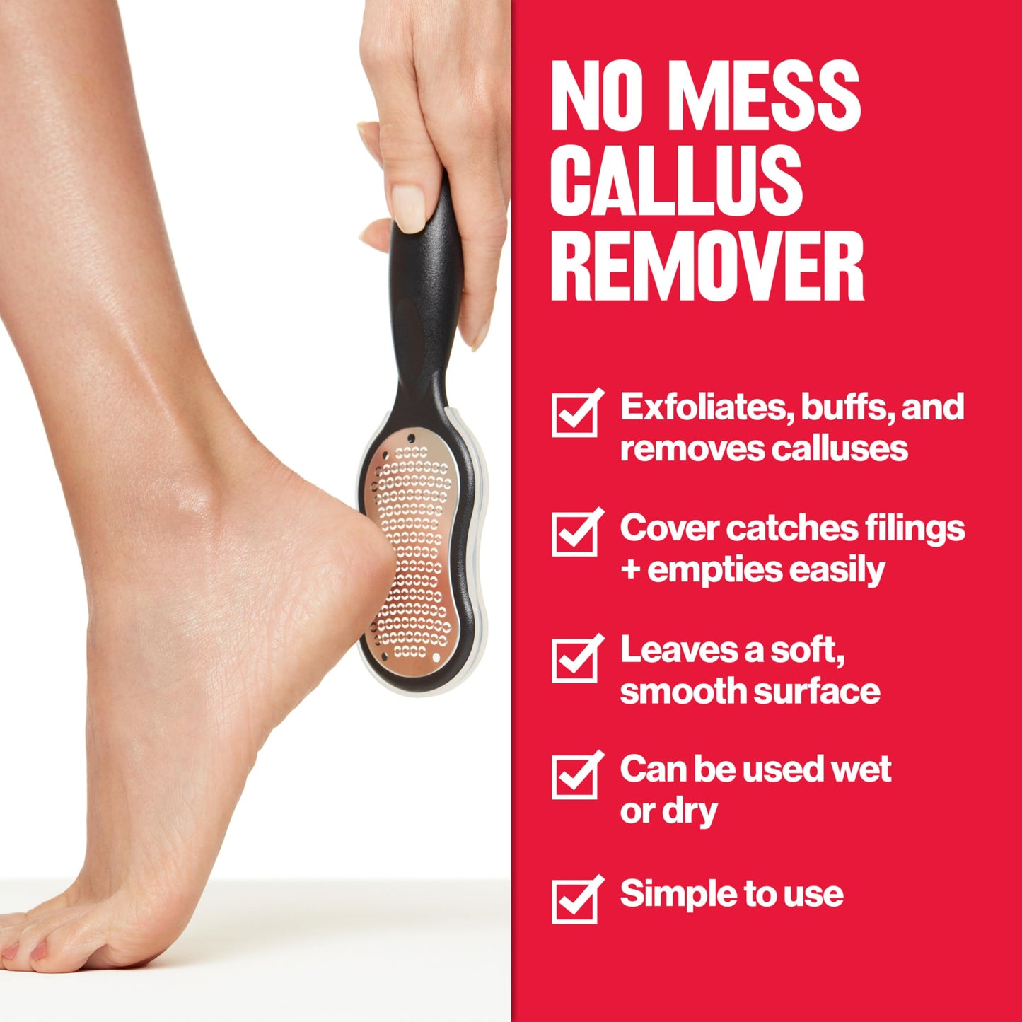 Revlon Callus Remover, Foot File with No-Mess Cover, Gently Exfoliates and Smooths Feet, Softens Calloused Areas, Stocking Stuffer for Women, 1 count