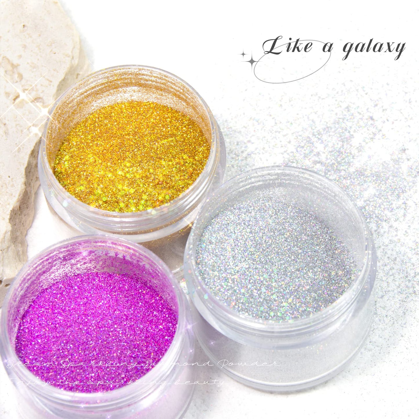 NewBang Body Glitter Spray,Sliver Gold Pink Glitter Powder,Shimmer Highlighter Loose Powder Glitter Makeup for Body Face Hair Clothes Nail Art Craft