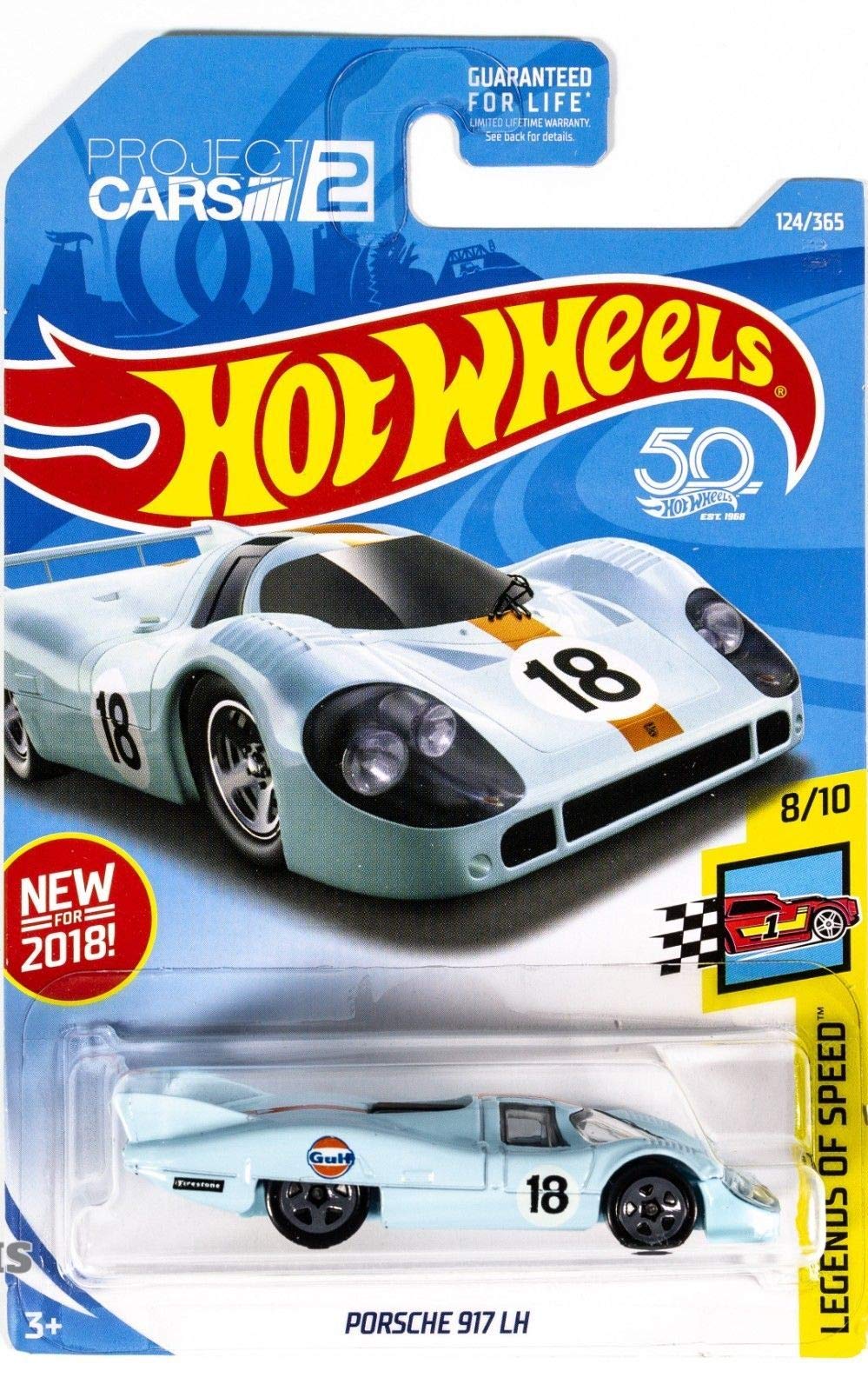 H&W+S Porsche 917 LH Hot Wheels 2018 Gulf Legends of Speed Series 1:64 Scale Collectible Die Cast Metal Toy Car Model #124/365