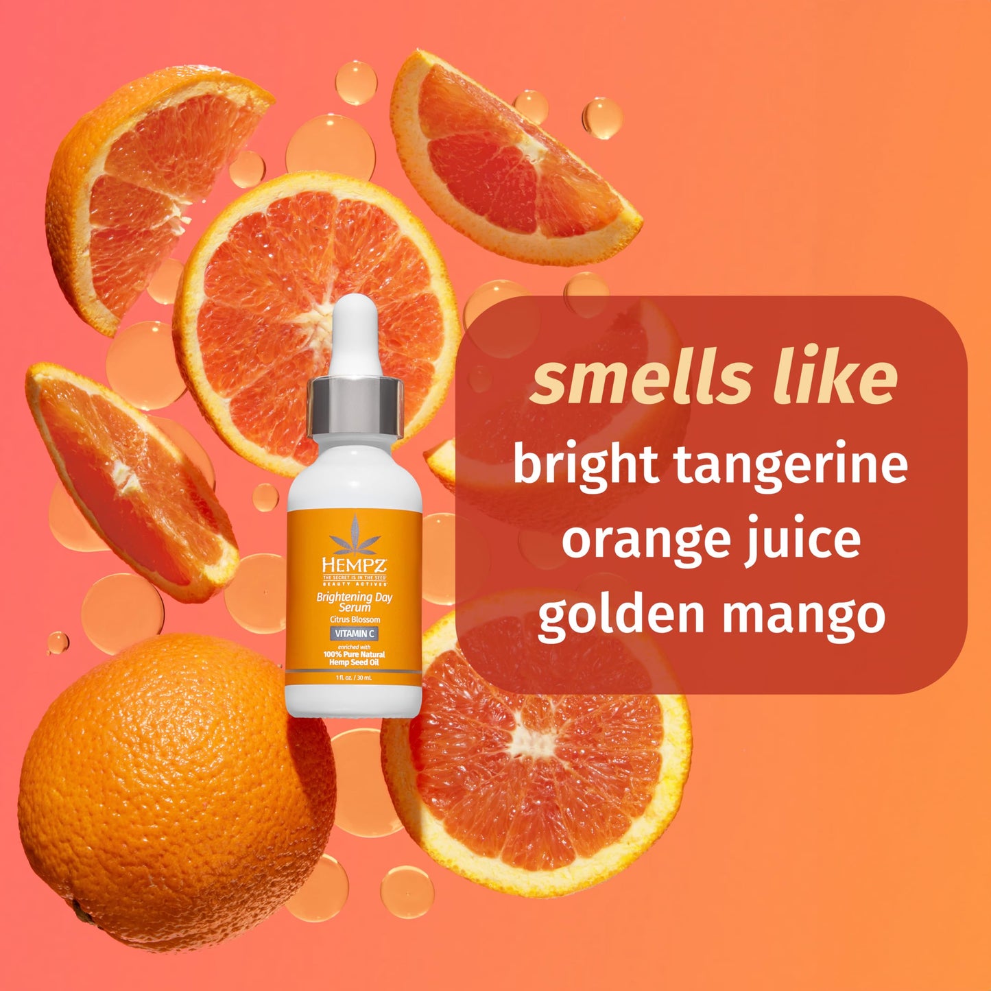 Hempz Citrus Blossom Facial Serum, Beauty Actives with Vitamin C, for dull skin with brown spots, for men and women, 1oz