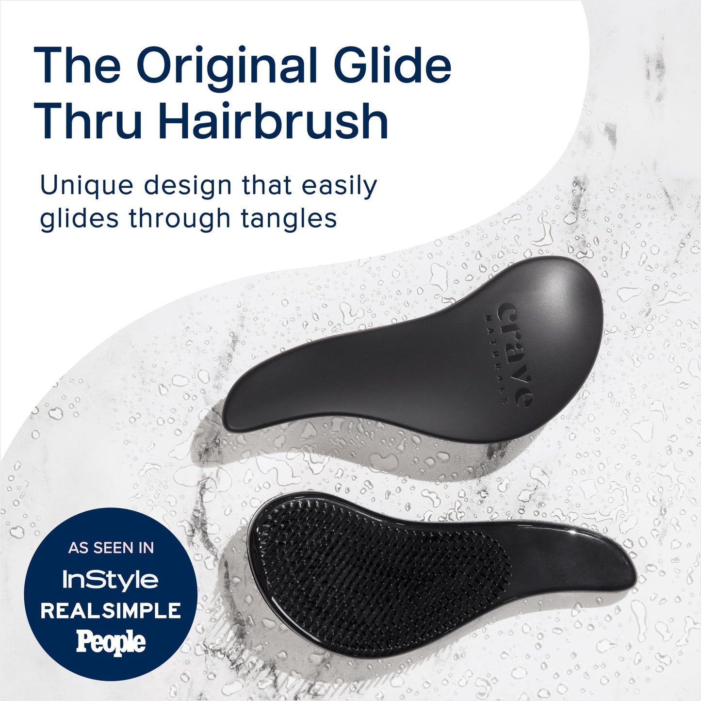 Crave Naturals Glide Thru Detangling Brush, Detangler Brush for Curly, Straight, Wet and Dry Hair Comb for Adults and Kids, Hair Accessories