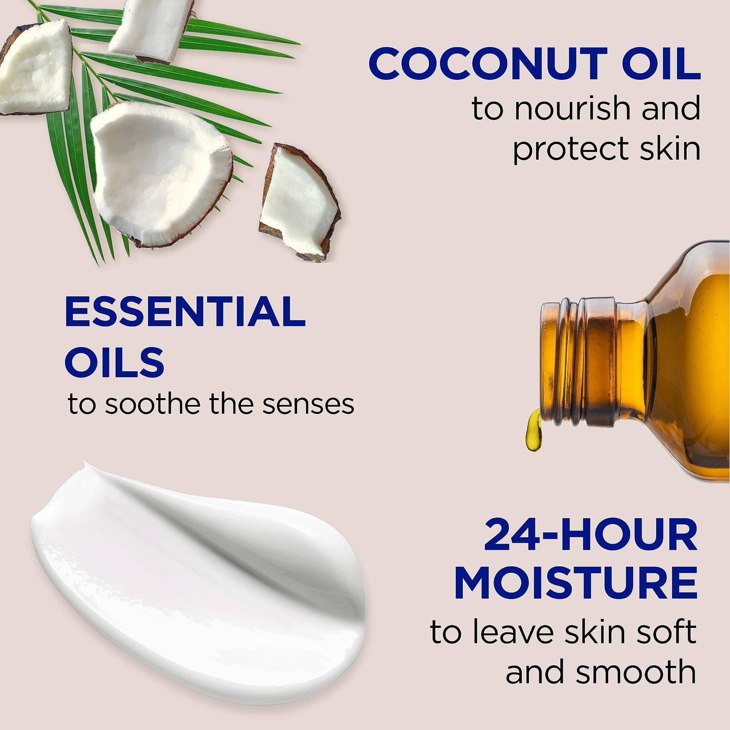 Dr Teal's 24 Hour Moisture+ Body Lotion, Coconut Oil & Essential Oils, 18 fl oz (Pack of 3)