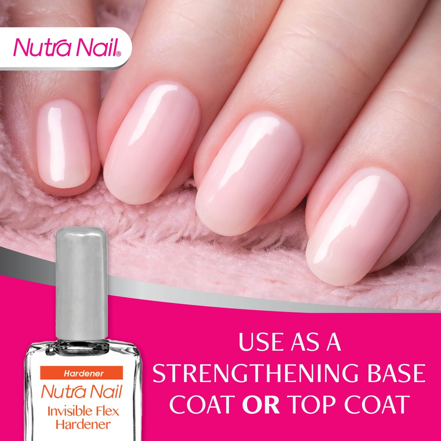 Nutra Nail Invisible Flex Hardener - Instant Protective & Restorative Clear Gel Top Coat Shield for Brittle, Damaged Nails - 0.5 Fl Oz