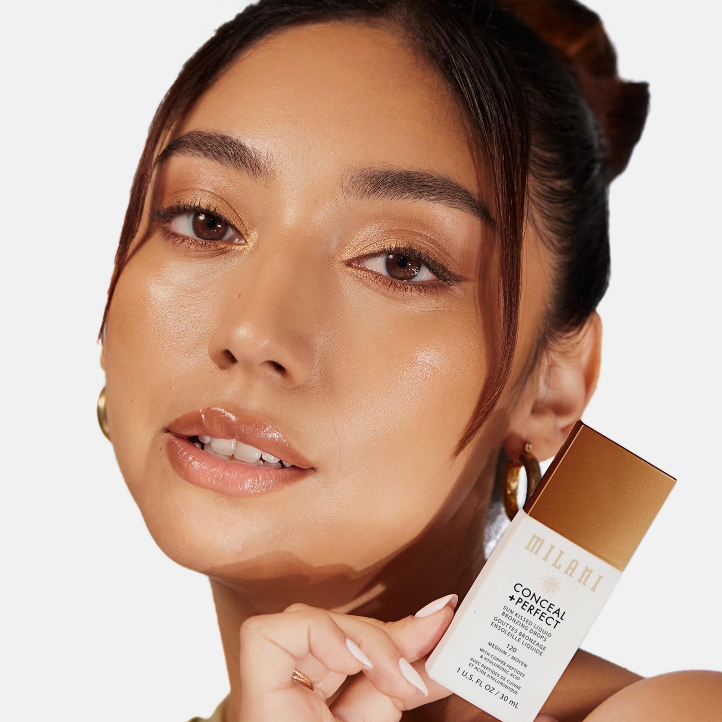 Milani Bronzer- Sun Kiss Bronzing Drops, Conceal + Perfect Liquid Bronzer for Sheer, Weightless Coverage & Hydration enriched with Peptides
