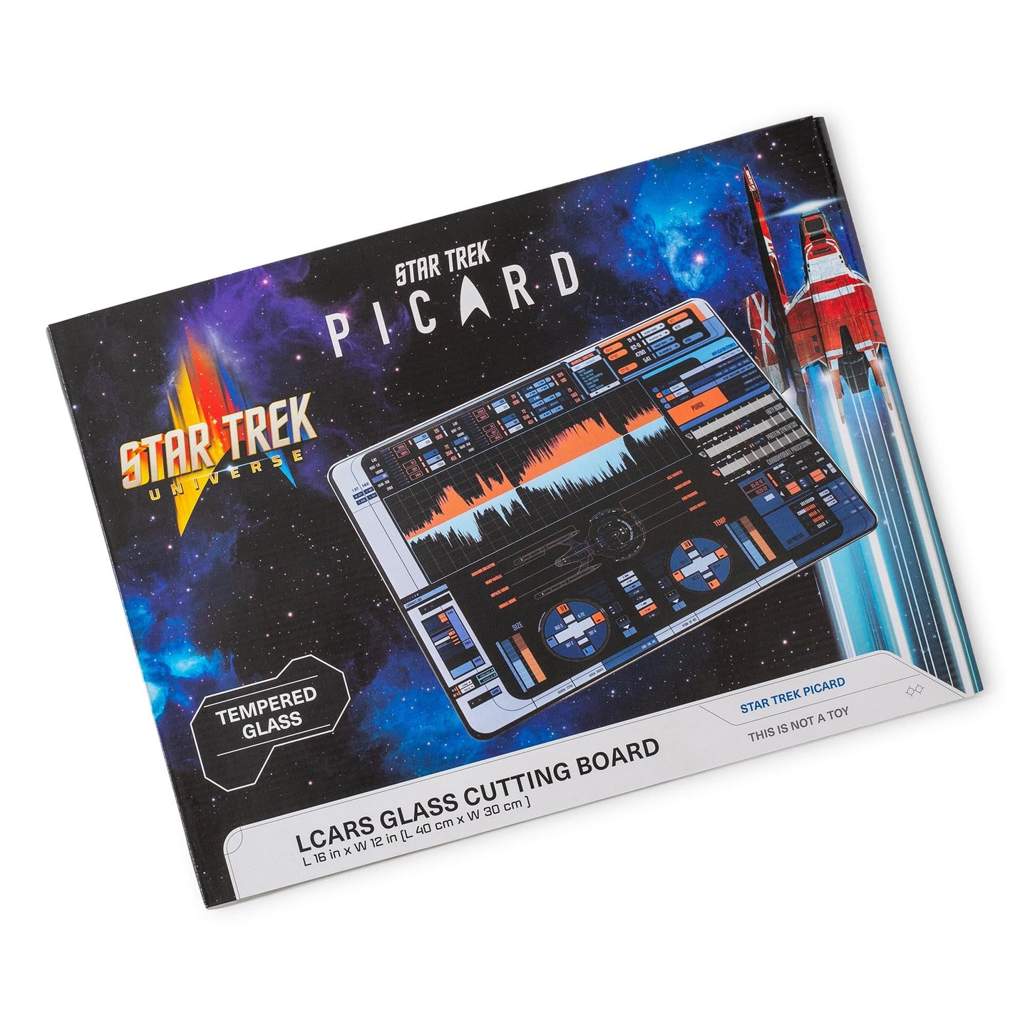 Star Trek: Picard LCARS Glass Cutting Board For Cooking, Meal Prep, and Serving | 16 x 12 Inches
