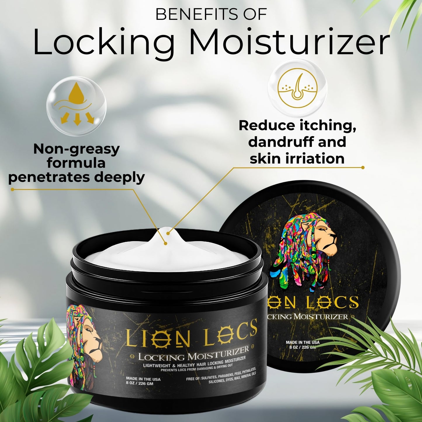 Lion Locs Hair Locking Dreads Moisturizer for Dreadlocks, Locks, Microlocs, Interlocks, Braidlocks, Braids, Fauxlocs, Twistlocks, or Sisterlocks (8oz)