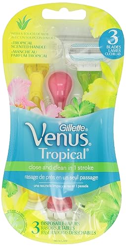 Gillette Venus Tropical Women's Disposable Razor, 3+1 Count, Womens Razors / Blades