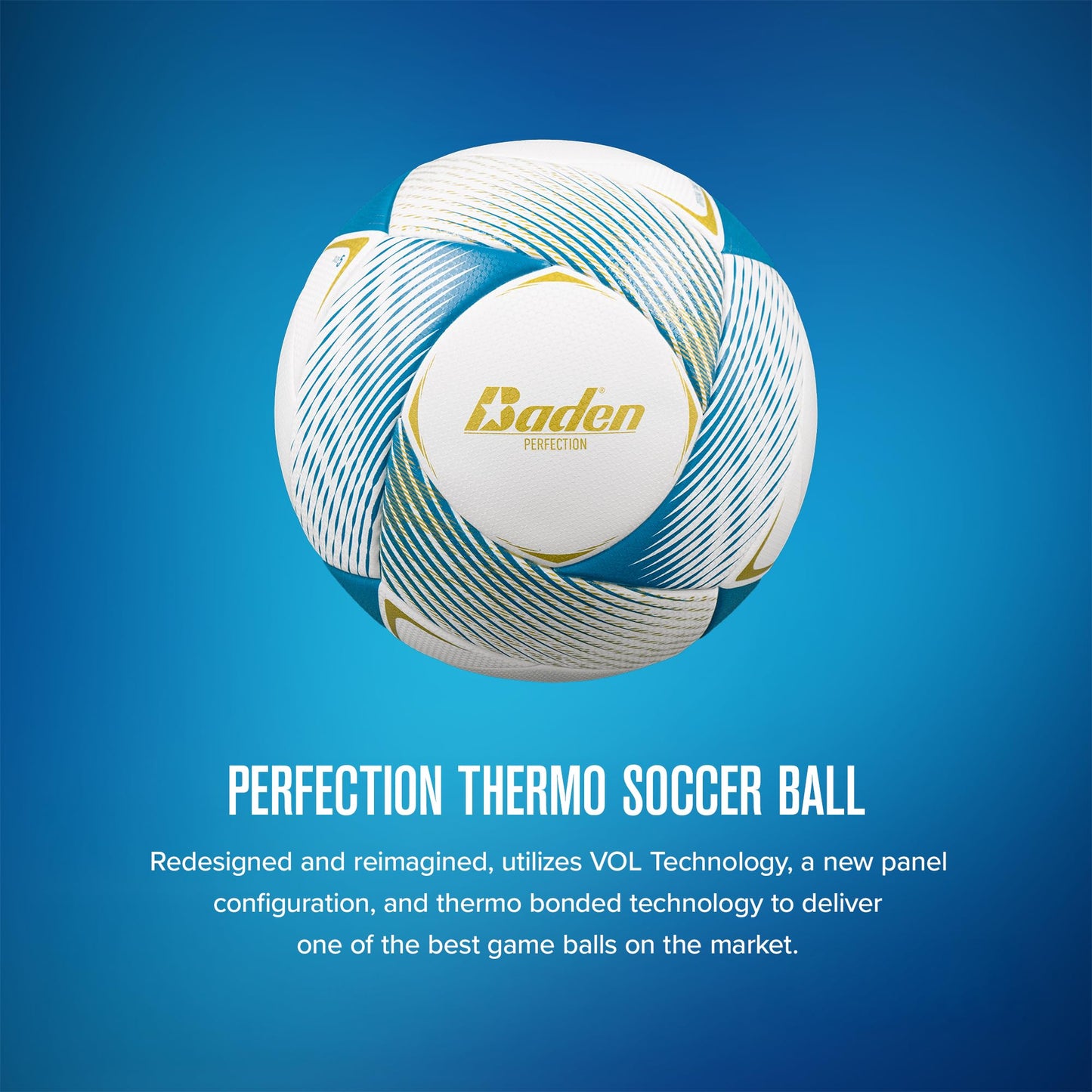 Baden Perfection Thermo Soccer Ball, Official Size 5 Seamless Thermal-Bonded, NFHS Approved