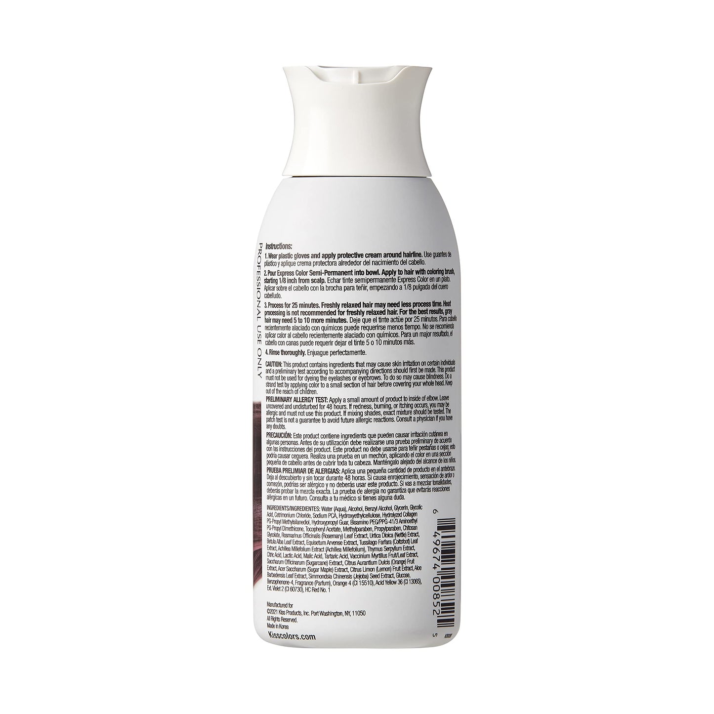 Kiss Express Semi-Permanent Hair Color - Vivid, Highly Pigmented Dye for Vibrant Hair, Gentle Formula, Gray Coverage, pH Balanced,23 Intermixable