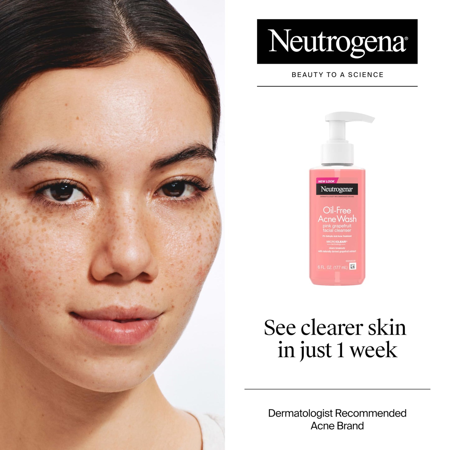 Neutrogena Oil-Free Pink Grapefruit Pore Cleansing Acne Wash and Daily Liquid Facial Cleanser with 2% Salicylic Acid Acne Medicine and Vitamin C, Twin