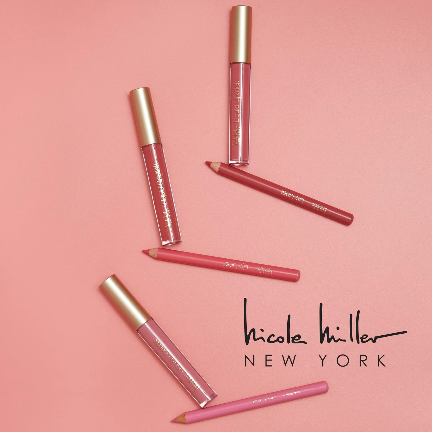 Nicole Miller Liquid Lipstick & Liner Collection | 6 Piece Set in Various Shades for Stunning, Long-lasting