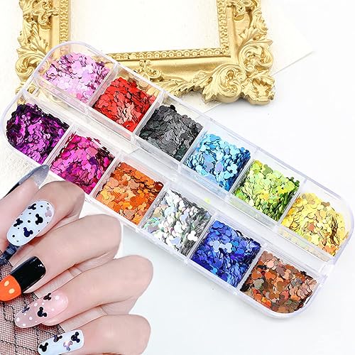 12 Color Nail Glitter Sequins 3D Shiny Flakes - Gold Glitters, Sparkle Decor DIY Craft