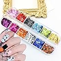 12 Color Nail Glitter Sequins 3D Shiny Flakes - Gold Glitters, Sparkle Decor DIY Craft