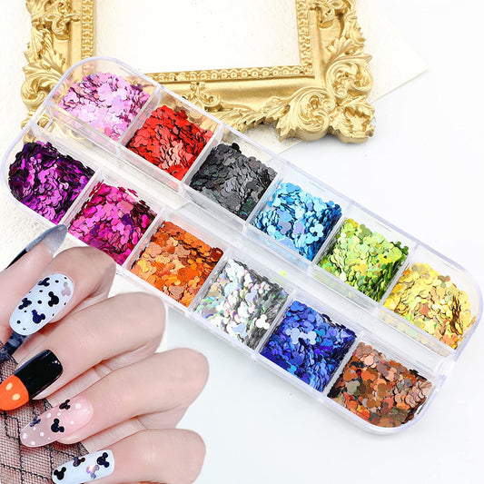12 Color Nail Glitter Sequins 3D Shiny Flakes - Gold Glitters, Sparkle Decor DIY Craft