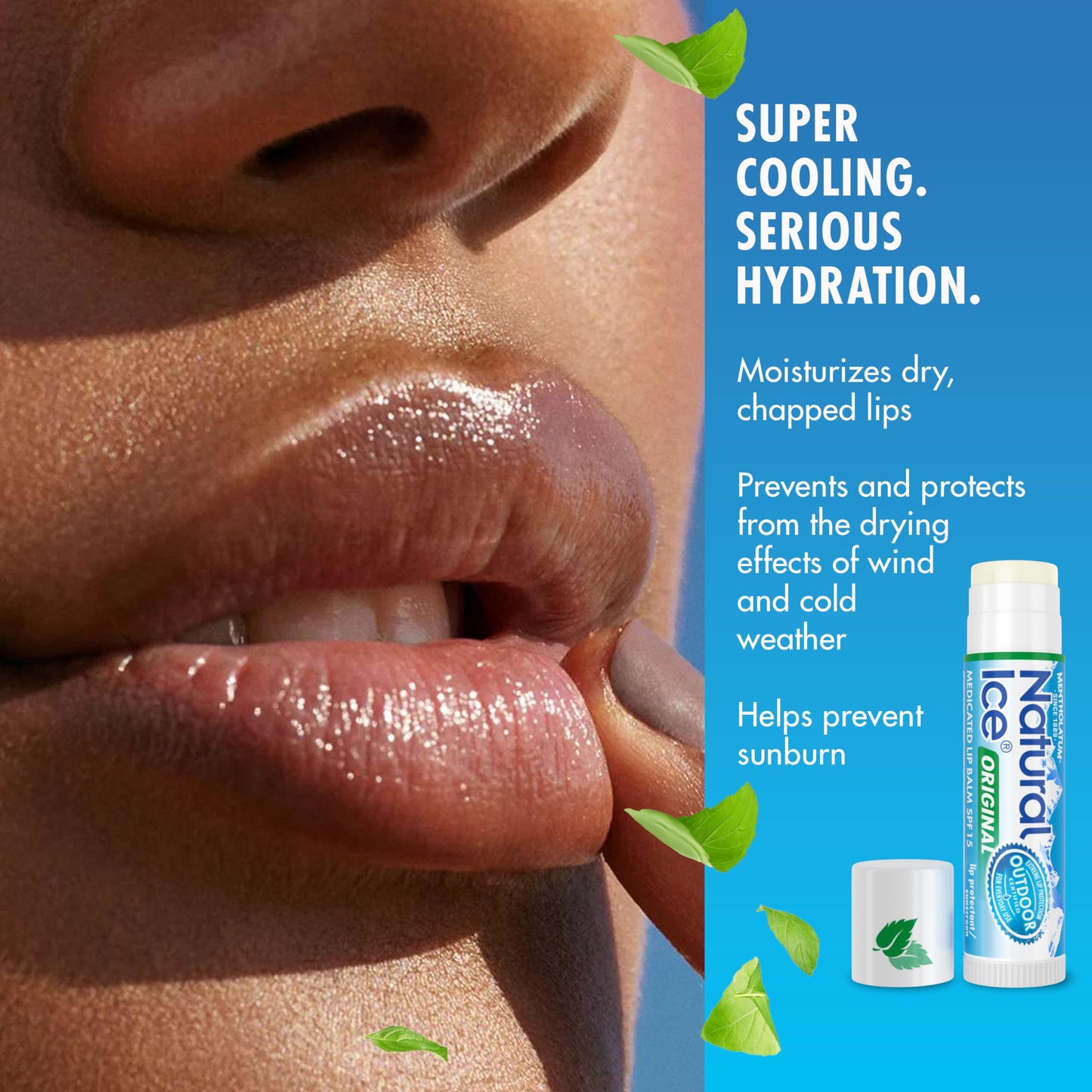 Natural Ice Original Medicated Lip Balm, Hydrating Lip Care for Dry, Chapped Lips, Moisturizing Formula with SPF 15 Helps Prevent Sunburn, Protection