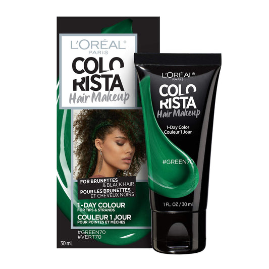 L'Oreal Paris Hair Makeup Temporary 1-Day Hair Color for Brunettes, Green 70, 1 Fl Oz Beauty & Personal Care L'Oreal Paris