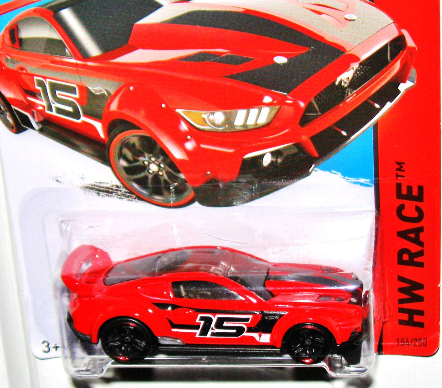 Hot Wheels, 2015 HW Race, Custom '15 Ford Mustang [Red] 154/250