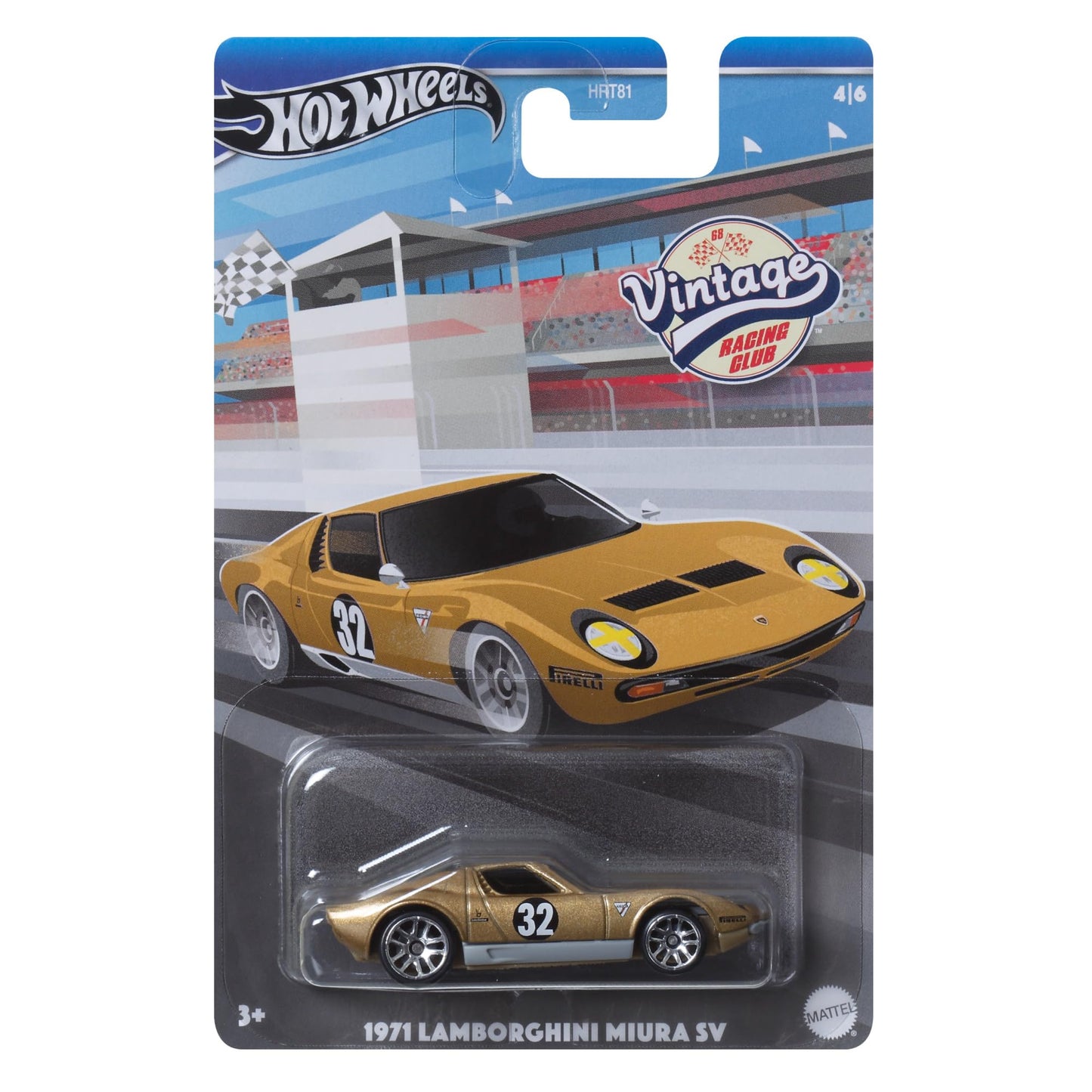 Hot Wheels 1971 Lamborghini Miura SV (Gold), Vintage Racing Club 4/6