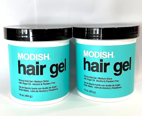 Modish Hair Gel, Strong Hold with Argan Oil, Alcohol FREE, (Set of 2) 16.oz