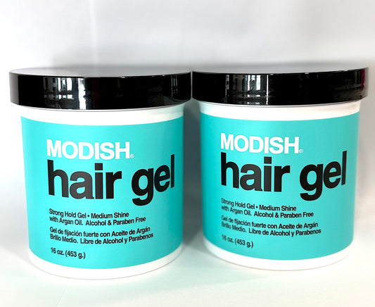 Modish Hair Gel, Strong Hold with Argan Oil, Alcohol FREE, (Set of 2) 16.oz