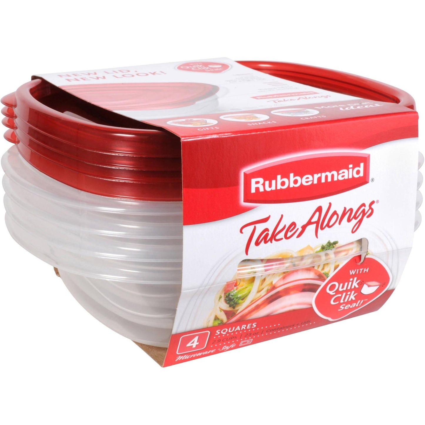 Rubbermaid TakeAlongs Sandwich Food Storage Containers, 2.9 Cup, Tint Chili, 4 Count