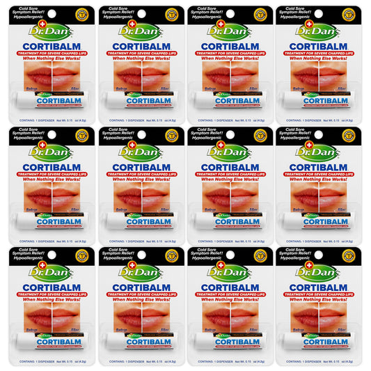 Dr. Dan's Cortibalm- 12 Pack - for Dry Cracked Lips - Healing Lip Balm for Severely Chapped Lips - Designed for Men, Women and Children Beauty and Personal Care Dr. Dan's