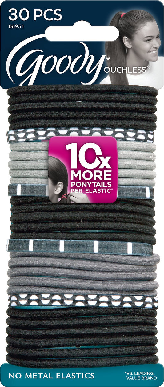 Goody Ouchless No Metal Elastics, Black and White Mod, 30 Count (Pack of 3) Beauty & Personal Care GOODY