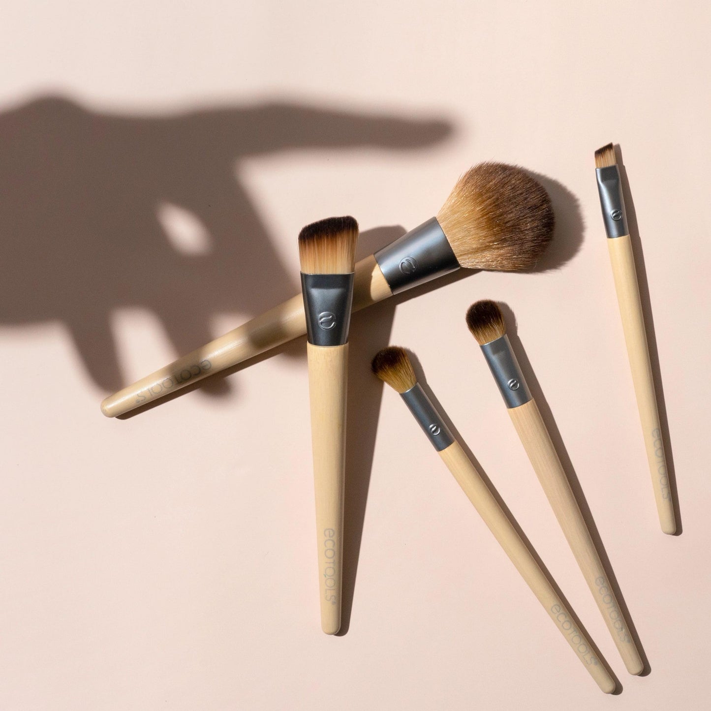 EcoTools Makeup Brush Set for Eyeshadow, Foundation, Blush, and Concealer with Bonus Storage Case, Start the Day Beautifully, Travel Friendly, 6 Piece