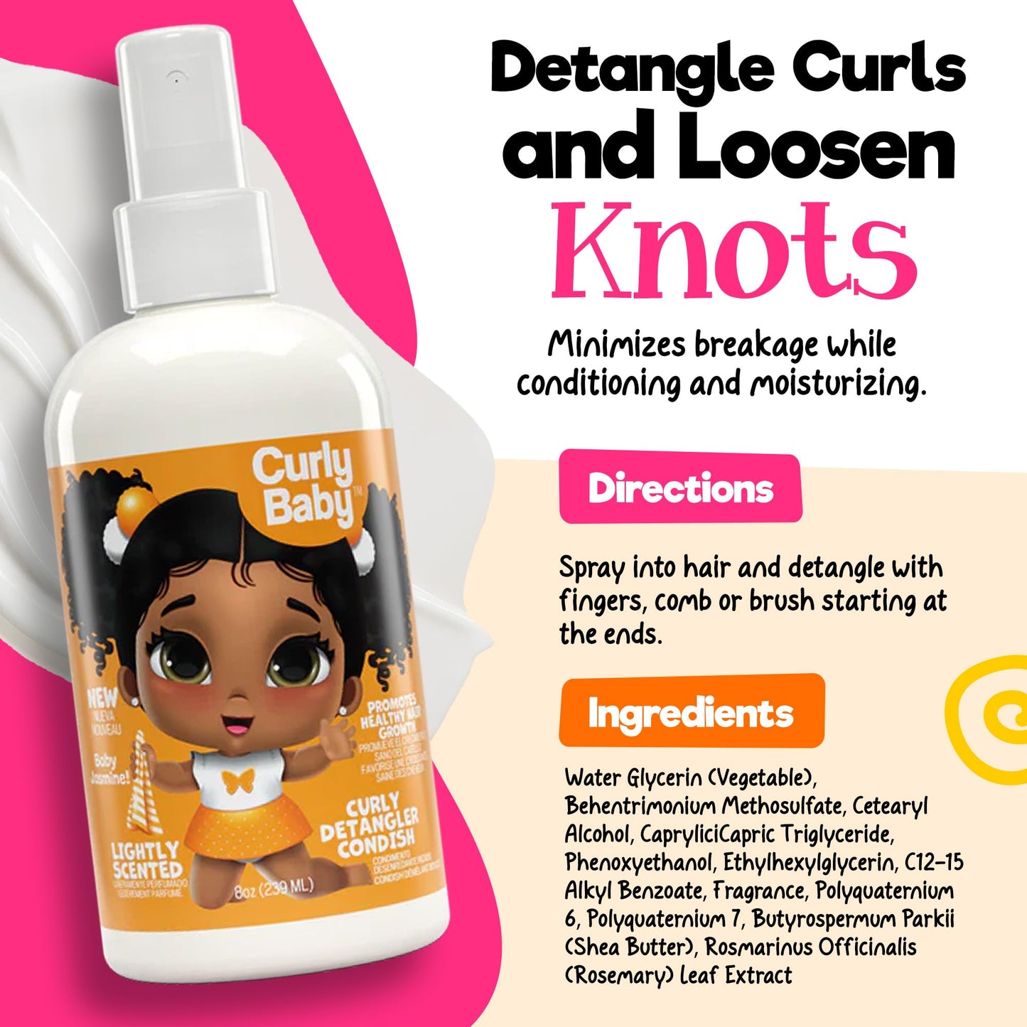 CurlyBaby Baby Girls Curly Hair Bundle - Tear-Free Curly Shampoo, Detangling Conditioner & Moisturizing Smoothie - Gentle, Hypoallergenic