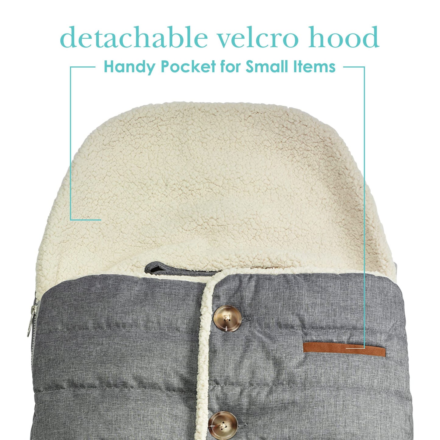 JJ Cole - Urban Bundleme, Canopy Style Bunting Bag to Protect Baby from Cold & Winter Weather in Car Seats & Strollers, Graphite, Infant, Grey